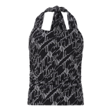 EMILY BLACK MESH HALTER NECK TOP