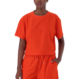 AYAAN TANGERINE EMBOSSED LOGO TOP