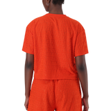 AYAAN TANGERINE EMBOSSED LOGO TOP