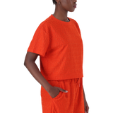 AYAAN TANGERINE EMBOSSED LOGO TOP