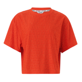 AYAAN TANGERINE EMBOSSED LOGO TOP