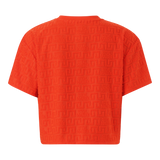 AYAAN TANGERINE EMBOSSED LOGO TOP