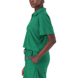 TESSA EMERALD EMBOSSED LOGO TOP WITH COLLAR