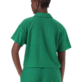 TESSA EMERALD EMBOSSED LOGO TOP WITH COLLAR