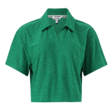 TESSA EMERALD EMBOSSED LOGO TOP WITH COLLAR