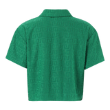 TESSA EMERALD EMBOSSED LOGO TOP WITH COLLAR