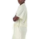 TESSA LEMON EMBOSSED LOGO TOP WITH COLLAR