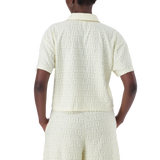 TESSA LEMON EMBOSSED LOGO TOP WITH COLLAR