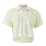 TESSA LEMON EMBOSSED LOGO TOP WITH COLLAR