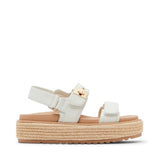 BIGMONA WHITE LEATHER RAFFIA